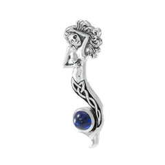 Celtic Mermaid with Gemstone Sterling Silver Pendant TPD079 - Pendants