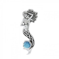 Celtic Mermaid with Gemstone Sterling Silver Pendant TPD079 - Pendants