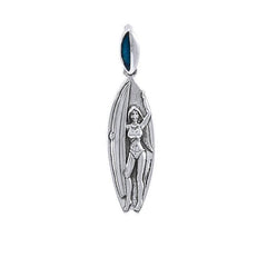 Surfgirl Surfboard Sterling Silver Pendant TPD081 - Pendants