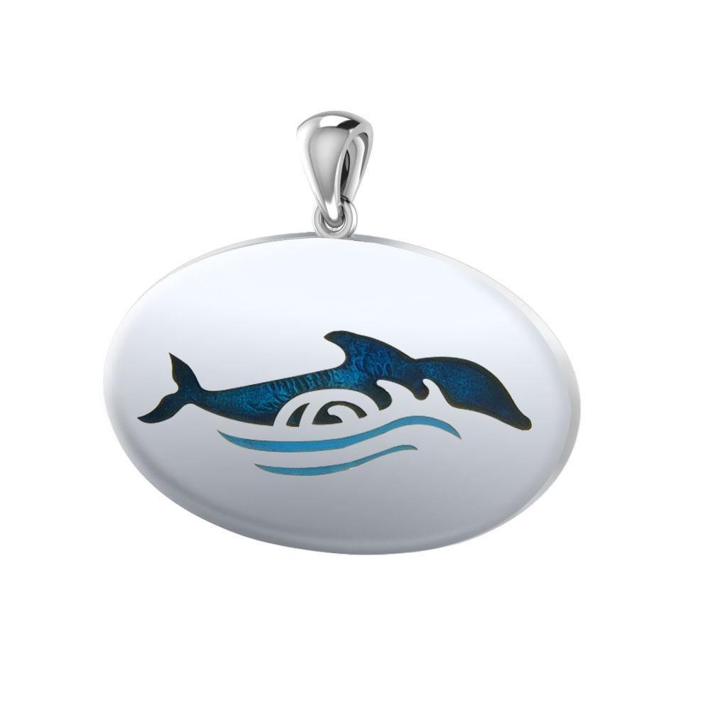 Dolphin In Waves Sterling Silver Pendant TPD1022 - Pendants