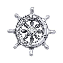 Celtic Knots Ship's Wheel Silver Pendant with Gemstone TPD1028 - DiveSilver Jewelry