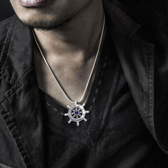 Celtic Knots Ship's Wheel Silver Pendant with Gemstone TPD1028 - DiveSilver Jewelry