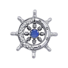 Celtic Knots Ship's Wheel Silver Pendant with Gemstone TPD1028 - DiveSilver Jewelry