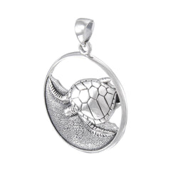 Loggerhead Sea Turtle Sterling Silver Pendant TPD3665 - Pendants