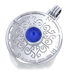 Compass Rose Sterling Silver Pendant with Gemstone TPD4210 - Pendants