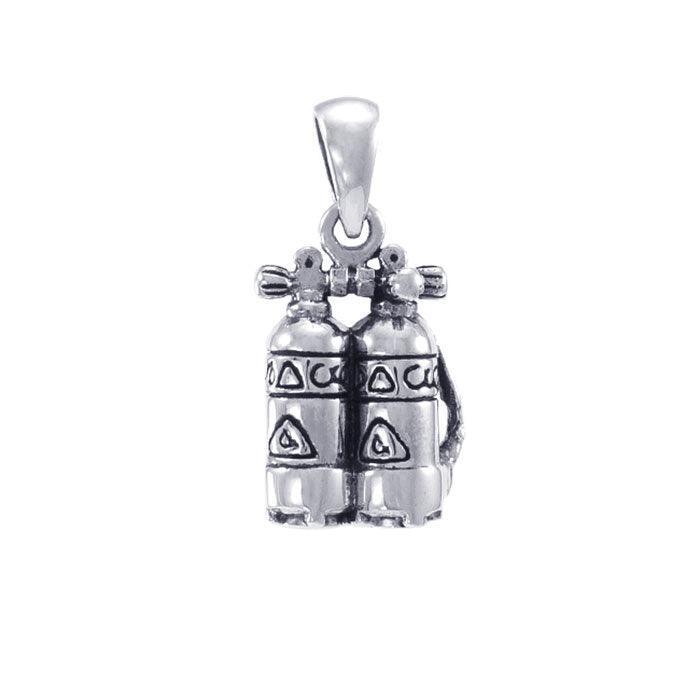 Double Dive Tank Sterling Silver Pendant TPD4813 - Pendants