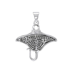 Manta Ray Aboriginal Sterling Silver Pendant TPD4878 - Pendant
