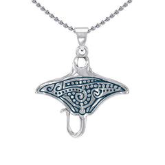 Manta Ray Aboriginal Sterling Silver Pendant TPD4878 - DiveSilver Jewelry