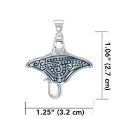 Manta Ray Aboriginal Sterling Silver Pendant TPD4878 - DiveSilver Jewelry