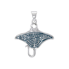 Manta Ray Aboriginal Sterling Silver Pendant TPD4878 - DiveSilver Jewelry