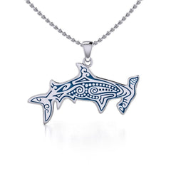 Aboriginal Hammerhead Shark Sterling Silver Pendant - DiveSilver Jewelry