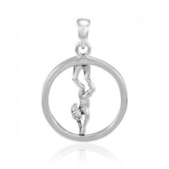 Round Female Free Diver Sterling Silver Pendant TPD4935 - Pendants