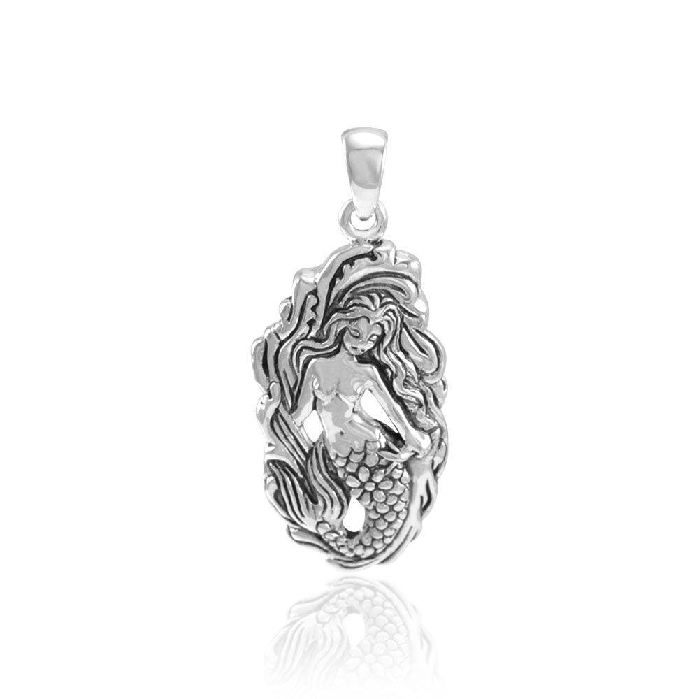 Mermaid Goddess with Wave Sterling Silver Pendant TPD5010 - Pendants