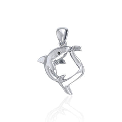 Big Eye Thresher Shark Sterling Silver With Gemstones Pendant TPD5064 - Pendants