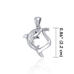 Big Eye Thresher Shark Sterling Silver With Gemstones Pendant TPD5064 - Pendants