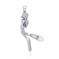 Female Free Diver Silver Pendant TPD5065 - Pendants