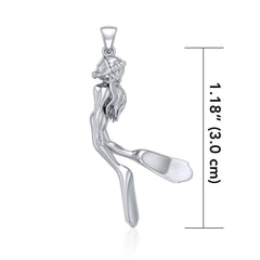 Female Free Diver Silver Pendant TPD5065 - Pendants