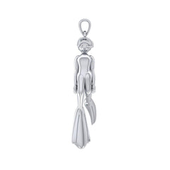 Male Free Diver Silver Pendant TPD5066 - Pendants