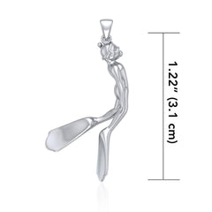 Male Free Diver Silver Pendant TPD5066 - Pendants