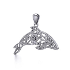 The gentle treasure of the ocean ~ Sterling Silver Dolphin Filigree Pendant Jewelry TPD5136 - Pendants