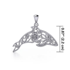 The gentle treasure of the ocean ~ Sterling Silver Dolphin Filigree Pendant Jewelry TPD5136 - Pendants