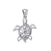The elegant charm of the ocean ~ Sterling Silver Sea Turtle Filigree Pendant Jewelry TPD5138 - Pendants