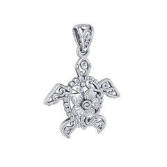 One meaningful step at a time ~ Sterling Silver Sea Turtle Filigree Pendant Jewelry TPD5139 - Pendants