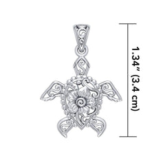 One meaningful step at a time ~ Sterling Silver Sea Turtle Filigree Pendant Jewelry TPD5139 - Pendants