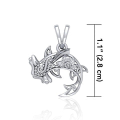 Swim through the endless journey Sterling Silver Hammerhead Shark Filigree Pendant Jewelry TPD5146 - Pendants