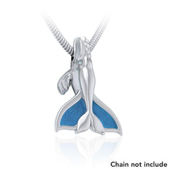 Sterling Silver Northern Right Whale Tail Pendant with Enamel TPD5176 - Pendant