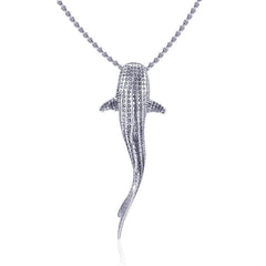 Gentle giants in benign grace ~ Large Whale Shark Silver with Hidden Bail Pendant TPD5200 - Pendant