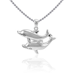 Double Dolphin Silver Pendant TPD5201 - Pendant