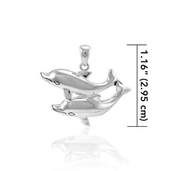 Double Dolphin Silver Pendant TPD5201 - Pendant