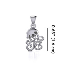 Box Jellyfish with Celtic Tail Silver Pendant TPD5206 - Pendant