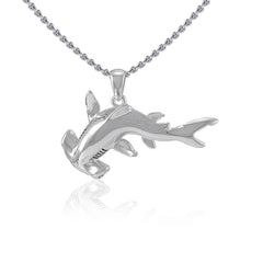 Swimming Hammerhead Shark Silver Pendant TPD5222 - Pendant