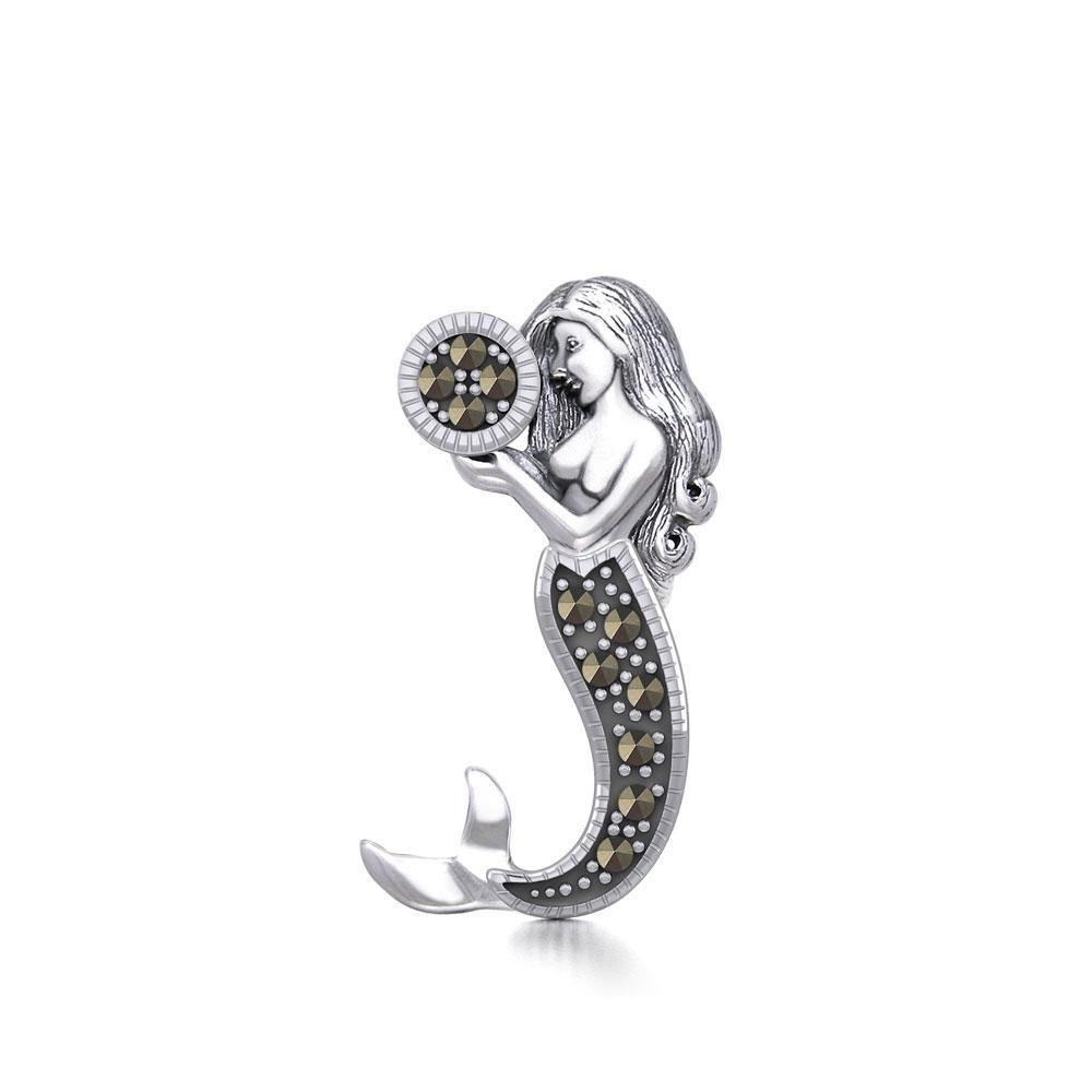 The Goddess Mermaid Silver Pendant with Marcasite TPD5364 - Pendant