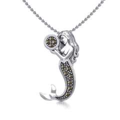 The Goddess Mermaid Silver Pendant with Marcasite TPD5364 - Pendant