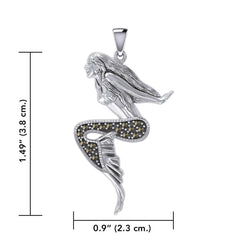 The Goddess Mermaid Silver Pendant with Marcasite TPD5369 - Pendant