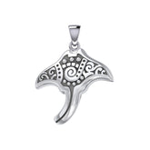 Silver Aboriginal Manta Ray Pendant TPD5394 - Pendant
