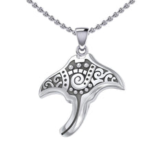 Silver Aboriginal Manta Ray Pendant TPD5394 - Pendant