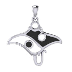 The Manta Ray with Yin Yang Symbol Silver Pendant TPD6075 - DiveSilver Jewelry