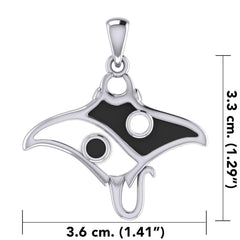 The Manta Ray with Yin Yang Symbol Silver Pendant TPD6075 - DiveSilver Jewelry