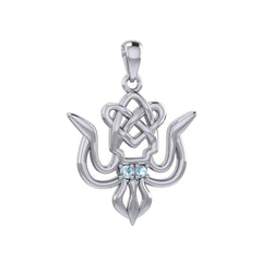 Cuttlefish with Celtic Heart and Gemstone Eyes Silver Pendant TPD6077 - DiveSilver Jewelry