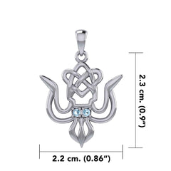 Cuttlefish with Celtic Heart and Gemstone Eyes Silver Pendant TPD6077 - DiveSilver Jewelry