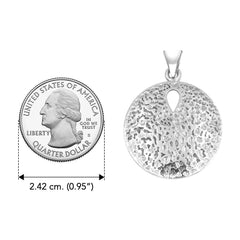 Coastal Charm Sterling Silver Hammer Textured Sand Dollar Pendant by Peter Stone TPD6190 - DiveSilver Jewelry