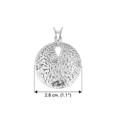 Coastal Charm Sterling Silver Hammer Textured Sand Dollar Pendant by Peter Stone TPD6190 - DiveSilver Jewelry