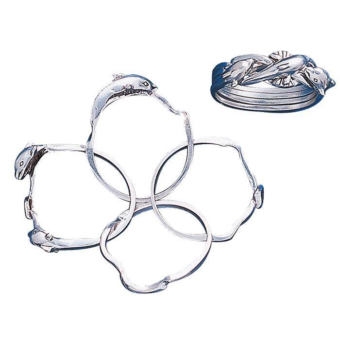 Dolphin Puzzle Sterling Silver Ring TR1339 - Rings