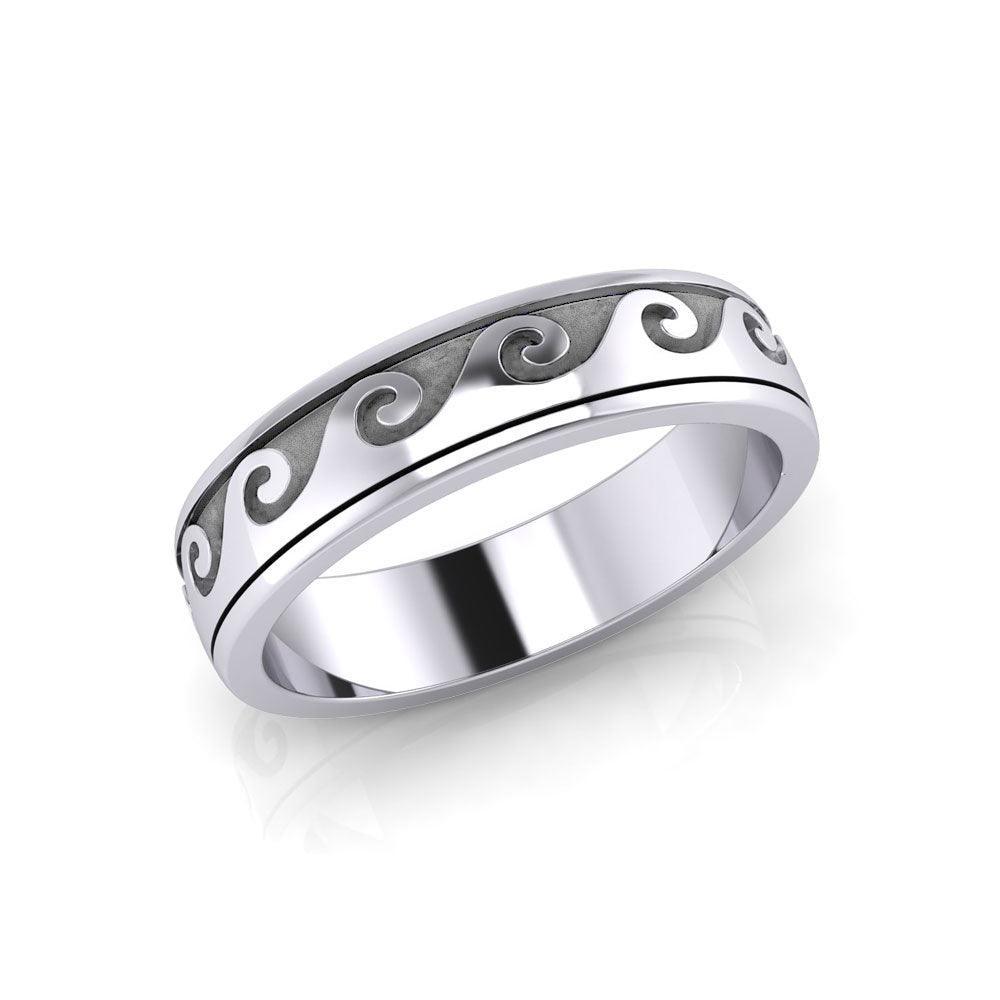 Wave Curl Silver Spinner Ring TR1674 - DiveSilver Jewelry