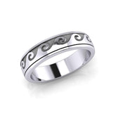 Wave Curl Silver Spinner Ring TR1674 - DiveSilver Jewelry