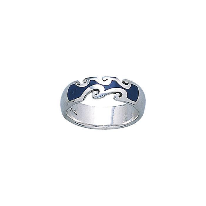 Inlaid Ocean Waves Ring TR1854 - Rings